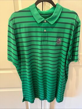 RLX Ralph Lauren Green Polo with Navy Stripe